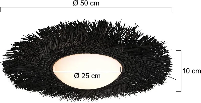Aura plafondlamp - Ø70 cm - 2700K - 1750L - 18W - riet - zwart de Anne Light & Home en Or – photo produit