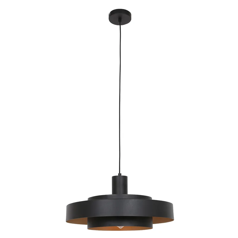 Hanglamp Flinter | 1 lichts | zwart | metaal / glas | Ø 50 cm | in hoogte verstelbaar tot 165 cm von Anne Light & Home – Produktfoto 3 von 3