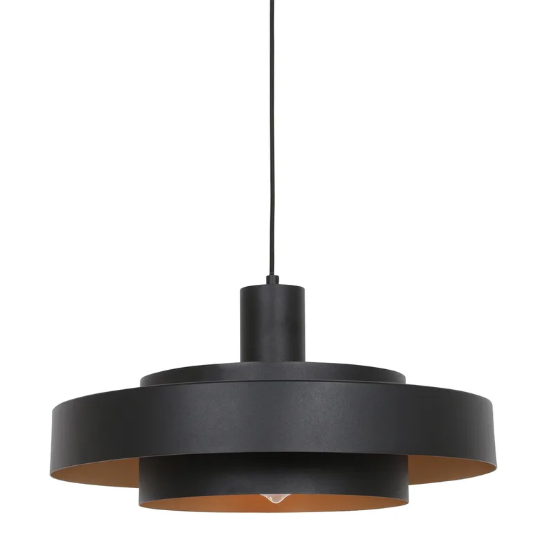 Hanglamp Flinter | 1 lichts | zwart | metaal / glas | Ø 50 cm | in hoogte verstelbaar tot 165 cm von Anne Light & Home – Produktfoto 1 von 3