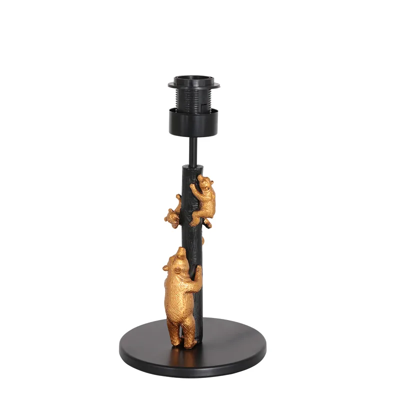 Moderne tafellamp Animaux | wit met gouden details | 31 cm hoog | E27 fitting | mat zwart kabel fra Anne Light & Home – produktbillede 1 af 3