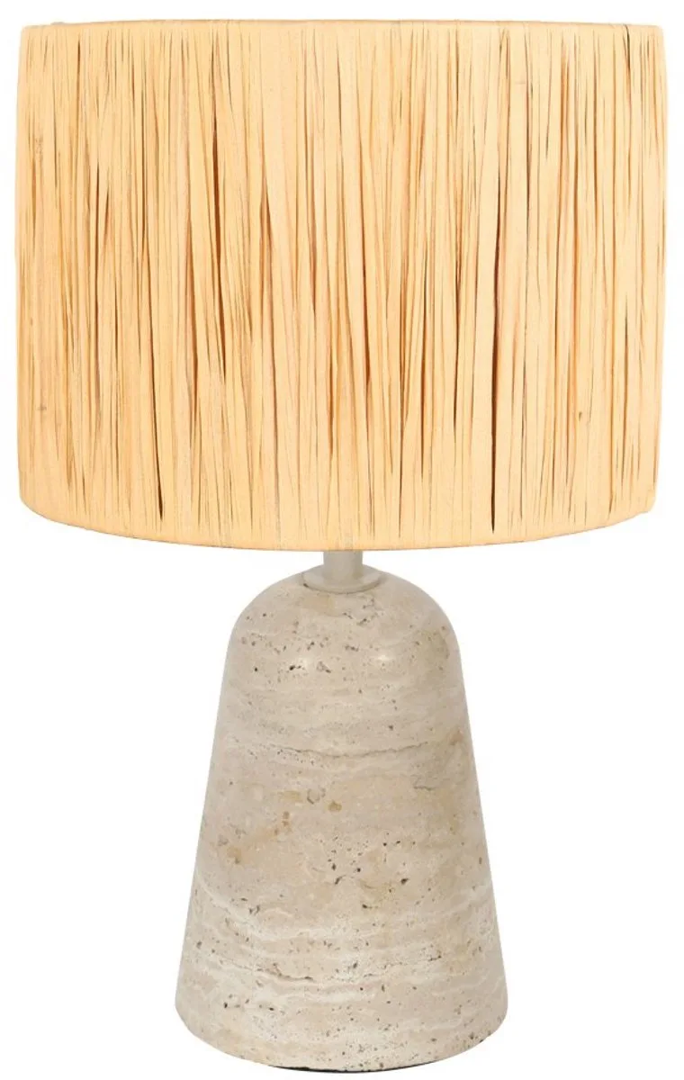 Steinhauer Tafellamp steen Travino met stro kap Ø20cm - 4556CR de Anne Light & Home en Crème – photo produit