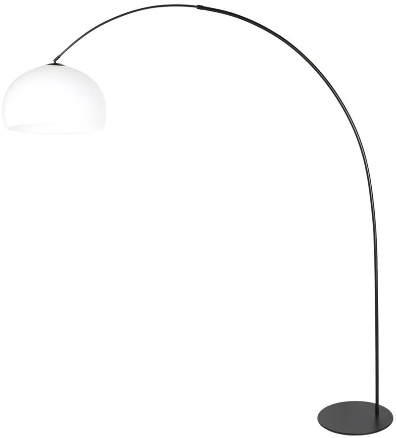 Vloerlamp Curve 4259ZW - zwarte booglamp van metaal en kunststof met witte bolkap, 210 cm hoog, trendy ontwerp från Anne Light & Home i Vit – produktbild