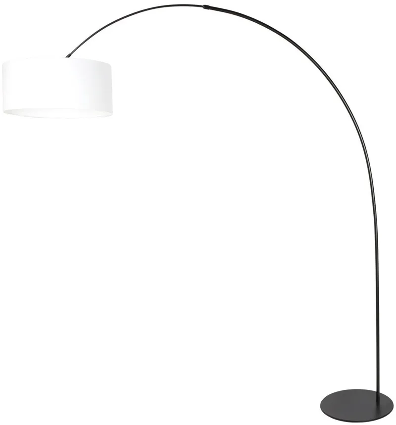 Vloerlamp Curve 4267ZW - zwarte booglamp van metaal en linnen, 210 cm hoog, 150 cm breed, Anne Light Home von Anne Light & Home in Schwarz – Produktfoto