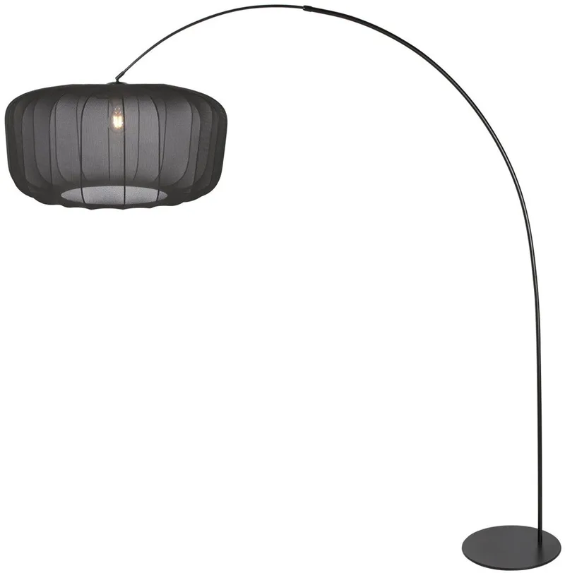 Vloerlamp Curve 4521ZW - zwarte booglamp met textiel kap, 210 cm hoog, kantelbaar, metalen voetplaat, merk: Anne Light Home fra Anne Light & Home i Sort – produktbillede