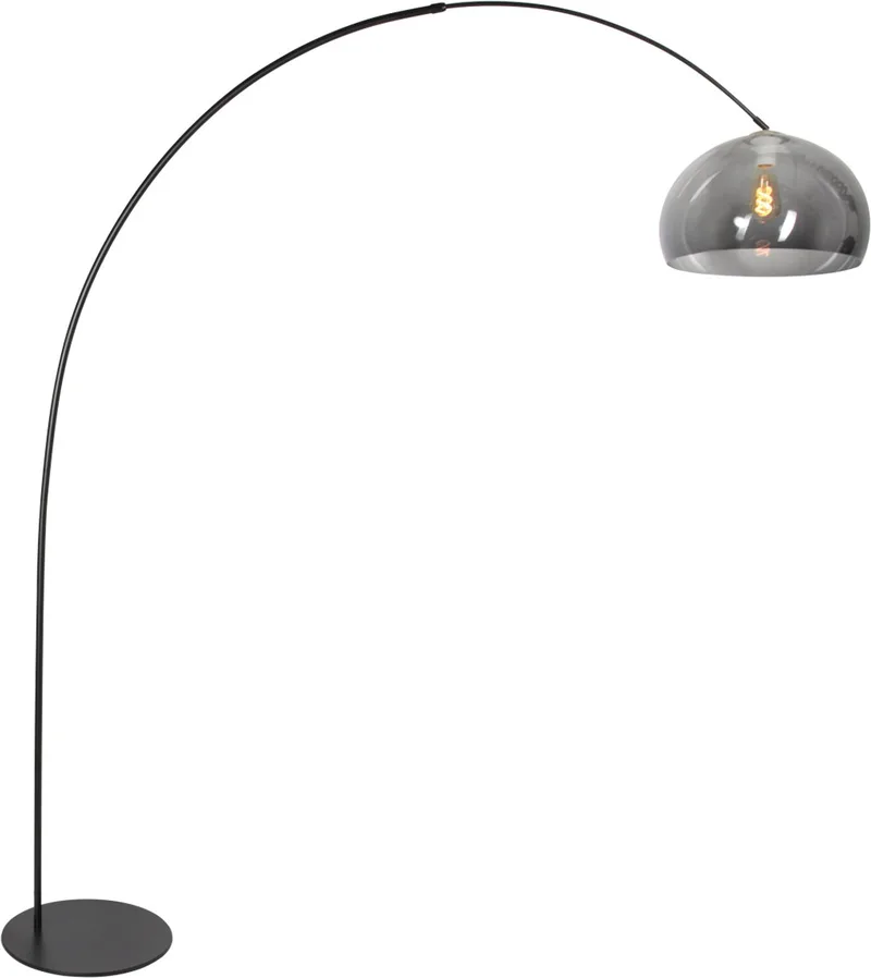 Vloerlamp - Curve - kunststof metaal - booglamp - E27 - 4908ZW - Anne Lighting von Anne Light & Home in Schwarz – Produktfoto