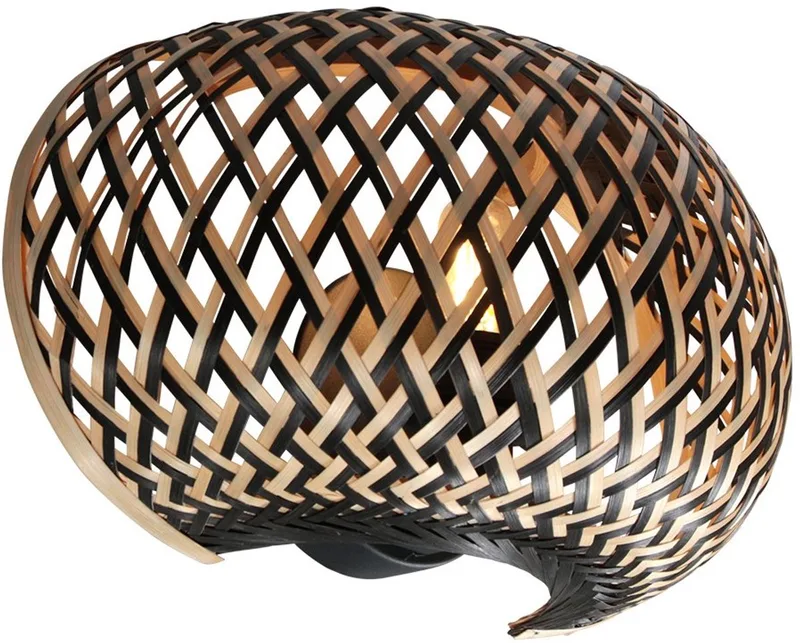 Wandlamp Maze 4400BE - bamboe wandlamp 30x17 cm - in warme japandi sfeer de Anne Light & Home en Naturel – photo produit