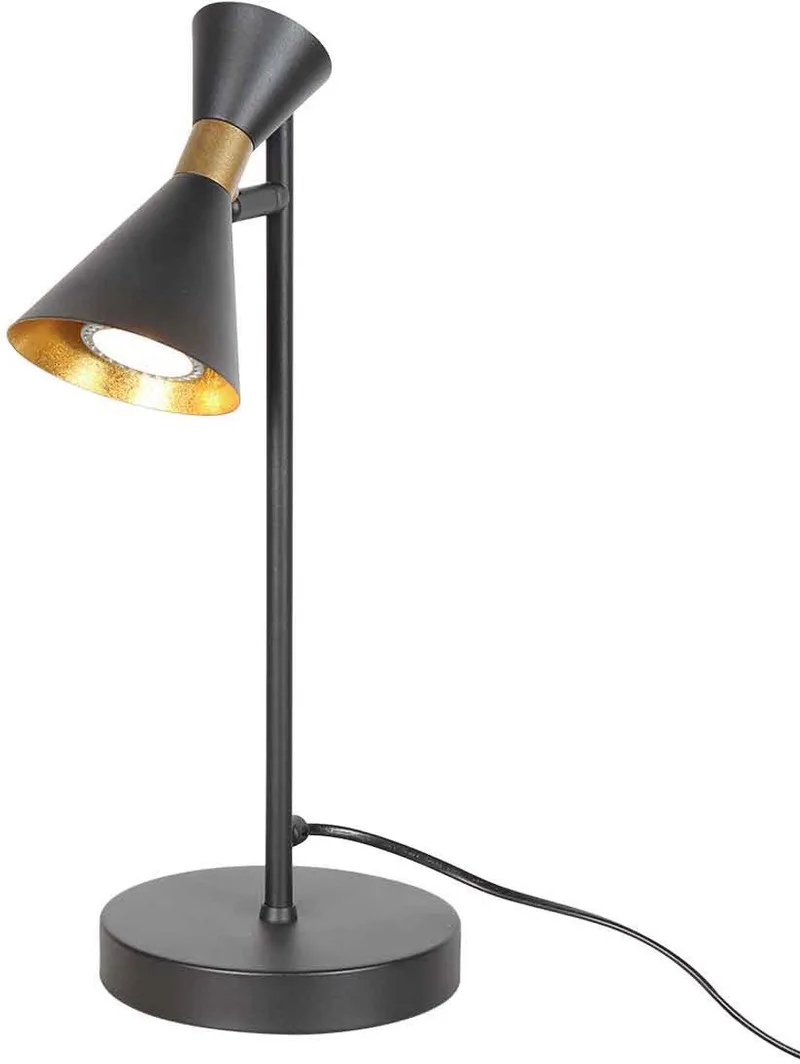 Zwarte 1 Lichts Tafellamp van Kunststof en Metaal met GU10 Fitting - Preto 4111ZW von Anne Light & Home in Schwarz – Produktfoto