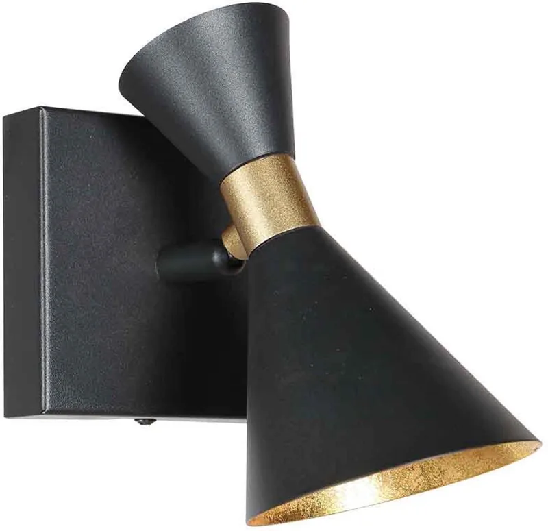 Zwarte 1 lichts wandlamp Preto 4109ZW met GU10 fitting, trendy design, metaal en kunststof, binnengebruik, merk Anne Light Home fra Anne Light & Home i Sort – produktbillede