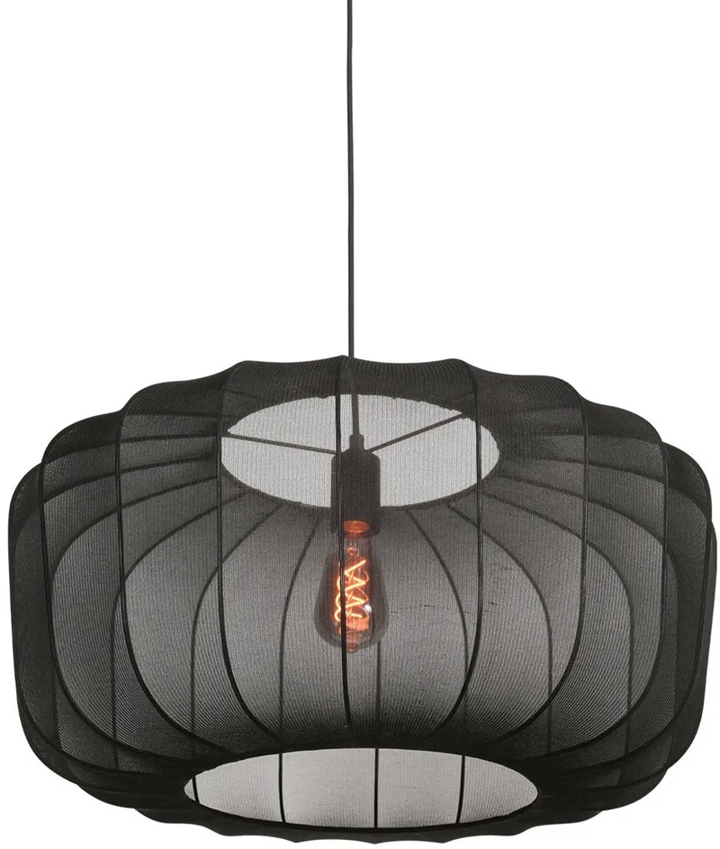 Zwarte Hanglamp Sable 4193ZW - Hoogte verstelbaar, Metalen en Textiel, 60 cm diameter, Luxe en Sfeervolle Blikvanger van Anne Light Home von Anne Light & Home in Schwarz – Produktfoto