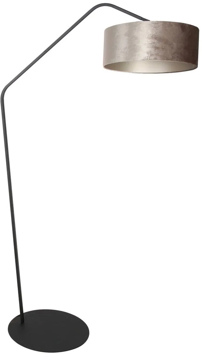 Zwarte vloerlamp Zig-Zag 4240ZW - Kantelbaar, grijze velours kap Ø50 cm, 173 cm hoog, uniek design fra Anne Light & Home i Grå, Sort – produktbillede
