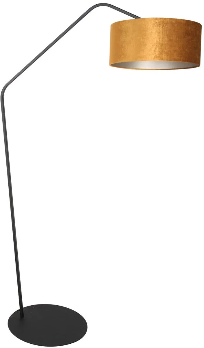 Zwarte vloerlamp Zig-Zag 4241ZW – 173 cm hoog, luxe velours stof, kantelbare E27 fitting, trendy design – Anne Light Home fra Anne Light & Home i Guld, Sort – produktbillede