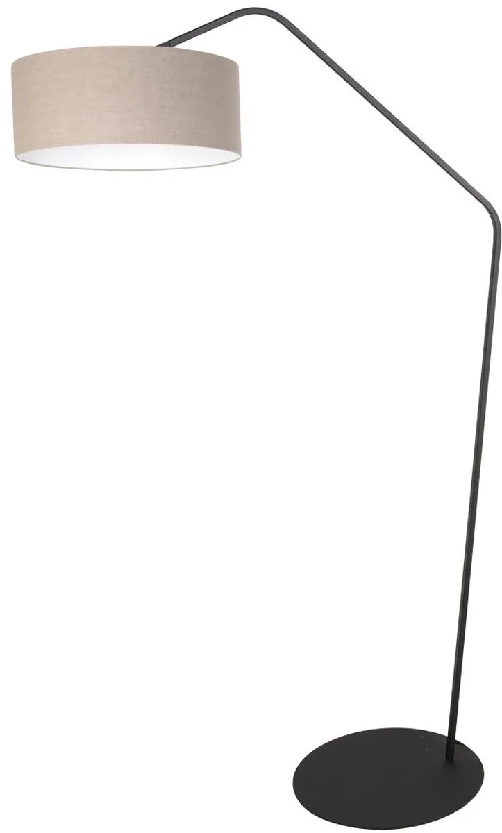 Zwarte vloerlamp Zig-Zag 4245ZW met grijs grof linnen kap - trendy design, hoogte 173 cm, diepte 40 cm de Anne Light & Home en Gris, Noir – photo produit