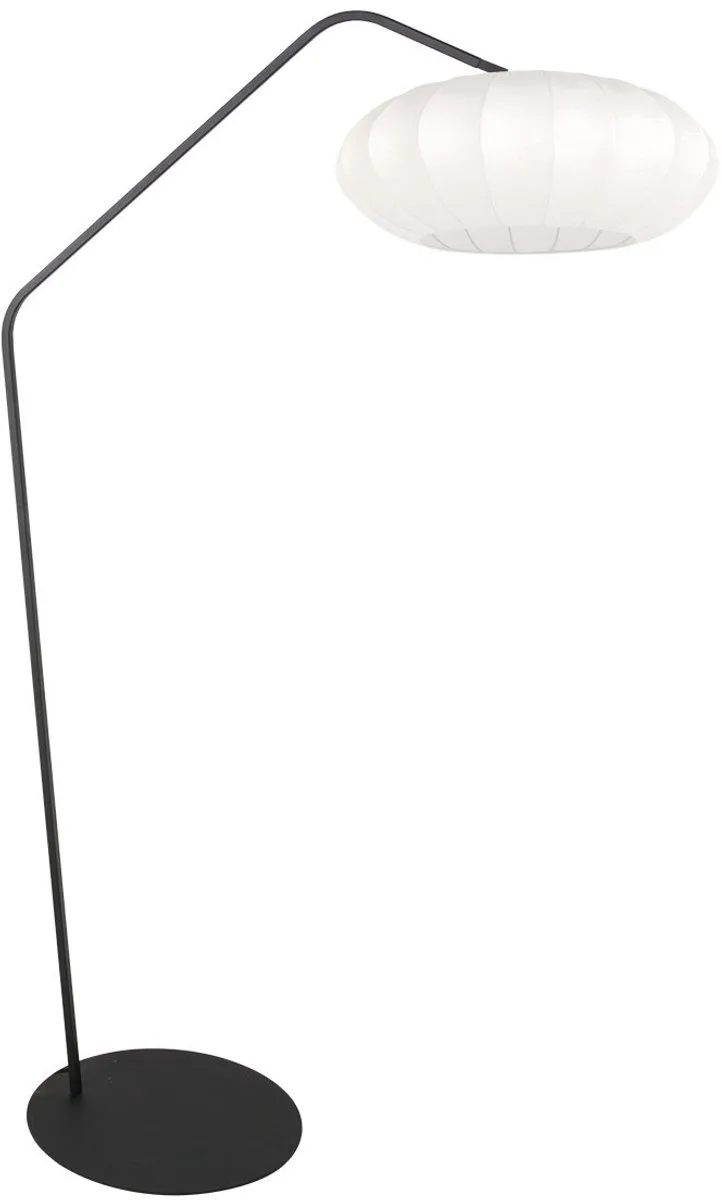 Zwarte Vloerlamp Zig-Zag 4249ZW met Witte Zijde Kap - 60 cm Diameter, 173 cm Hoogte, Kantelbaar, Anne Light Home by Anne Light & Home in Black – product photo