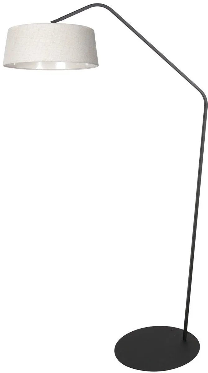 Zwarte vloerlamp Zig-Zag 4253ZW met wit linnen kap - Trendy design, hoogte 173 cm, geschikt voor LED fra Anne Light & Home i Grå, Sort – produktbillede