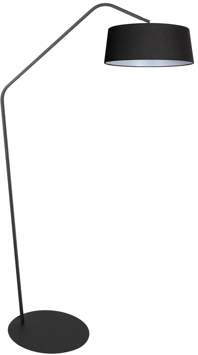 Zwarte vloerlamp Zig-Zag 4255ZW van anne_light_home – trendy design met zwarte linnen kap Ø48 cm, hoogte 173 cm, kantelbare fitting voor sfeervolle verlichting de Anne Light & Home en Noir – photo produit