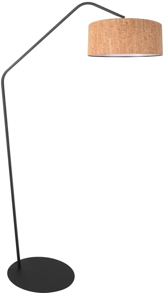 Zwarte vloerlamp Zig Zag 4339ZW – 173 cm hoog, kurken kap Ø50 cm, veelzijdig ontwerp van Anne Light Home voor binnengebruik van Anne Light & Home in Naturel – productfoto