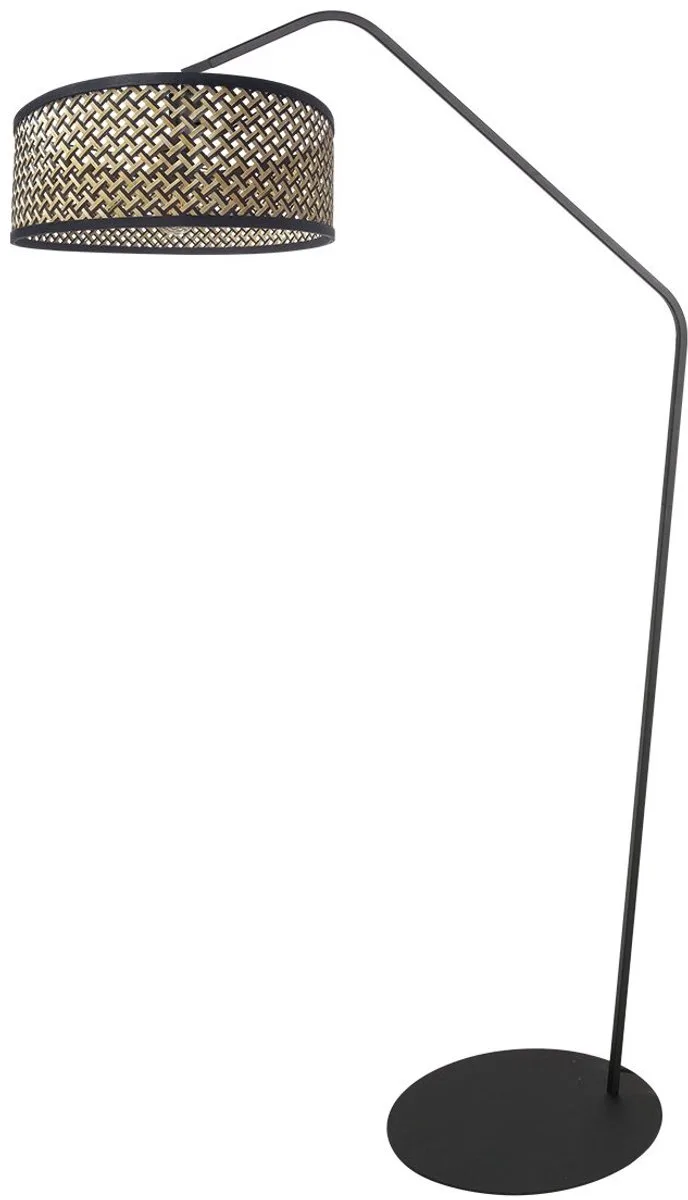 Zwarte Vloerlamp ZigZag 4238ZW - Bamboe en Metaal, Hoogte 173 cm, Kantelbare Fitting fra Anne Light & Home i Sort – produktbillede