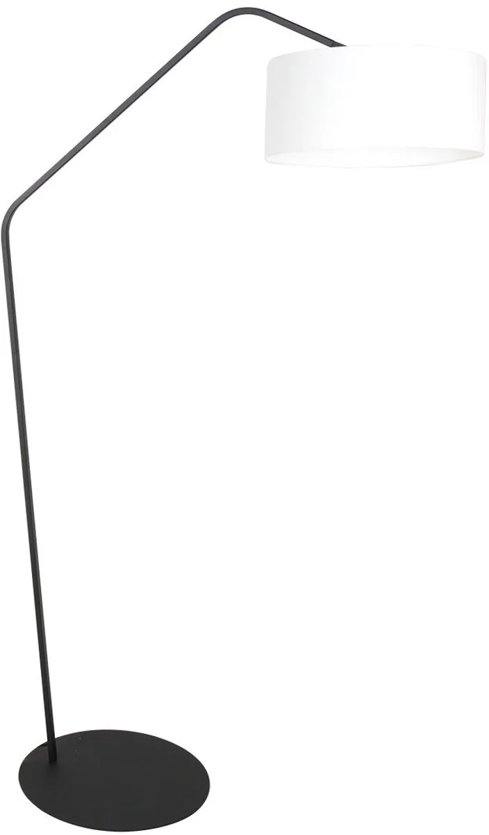 Zwarte vloerlamp ZigZag 4244ZW met witte grof linnen kap - 173 cm hoog - Kantelbaar de Anne Light & Home en Blanc – photo produit