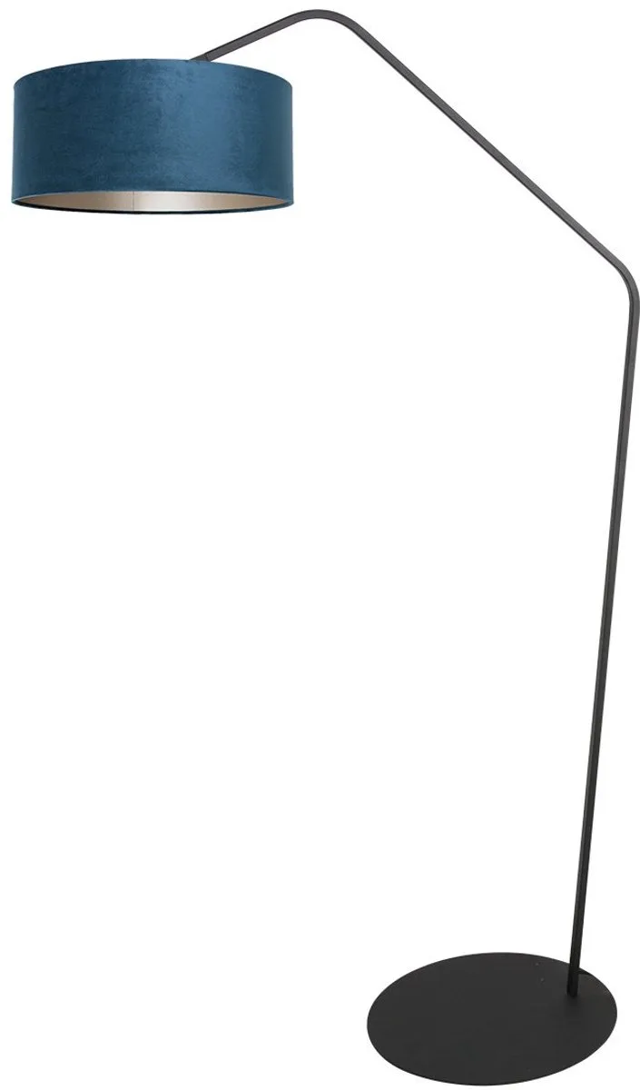 Zwarte Vloerlamp ZigZag 4248ZW met Blauw Velours Kap - 173 cm Hoog, Kantelbaar, Uniek Design van Anne Light & Home in Blauw, Zwart – productfoto