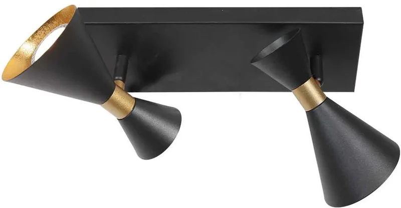 Zwarte wandlamp 2 lichts met GU10 fittingen, kunststof en metaal, trendy Preto serie, Anne Light Home de Anne Light & Home en Noir – photo produit