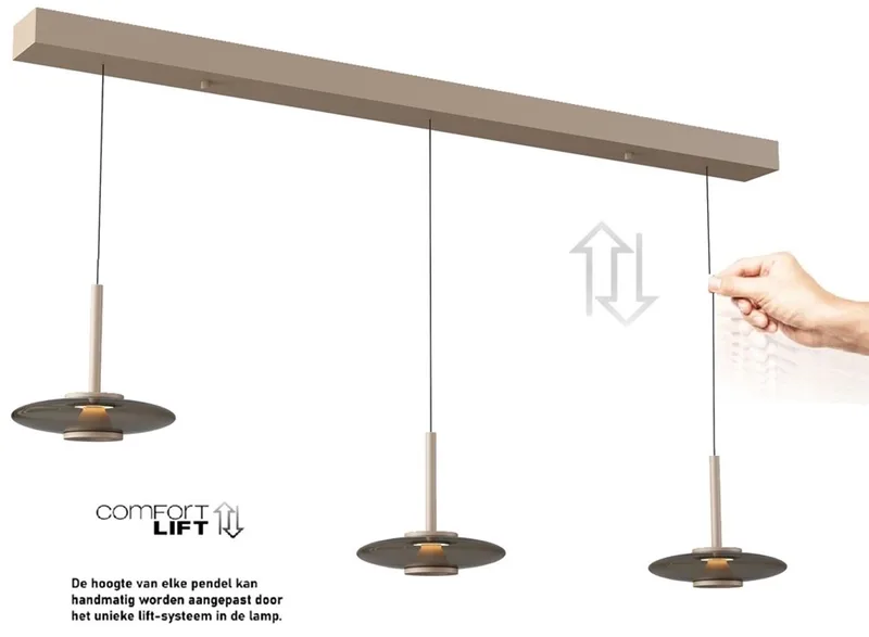 Hanglamp Madison 3 lichts L 130 cm comfortlift fra Artdelight i Champagne – produktbillede