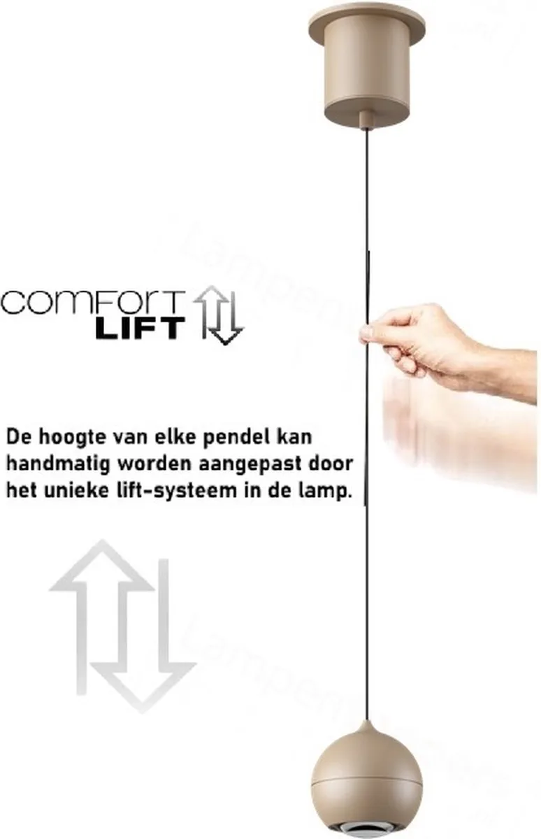 Hanglamp Miami 1 lichts Ø 10 cm comfortlift von Artdelight in Champagne – Produktfoto