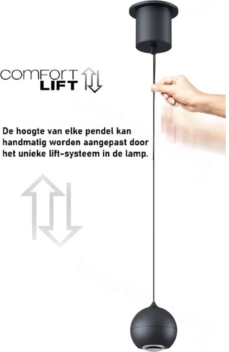Hanglamp Miami Ø 10cm Incl. Easy-lift Katrol Systeem by Artdelight in Black – product photo