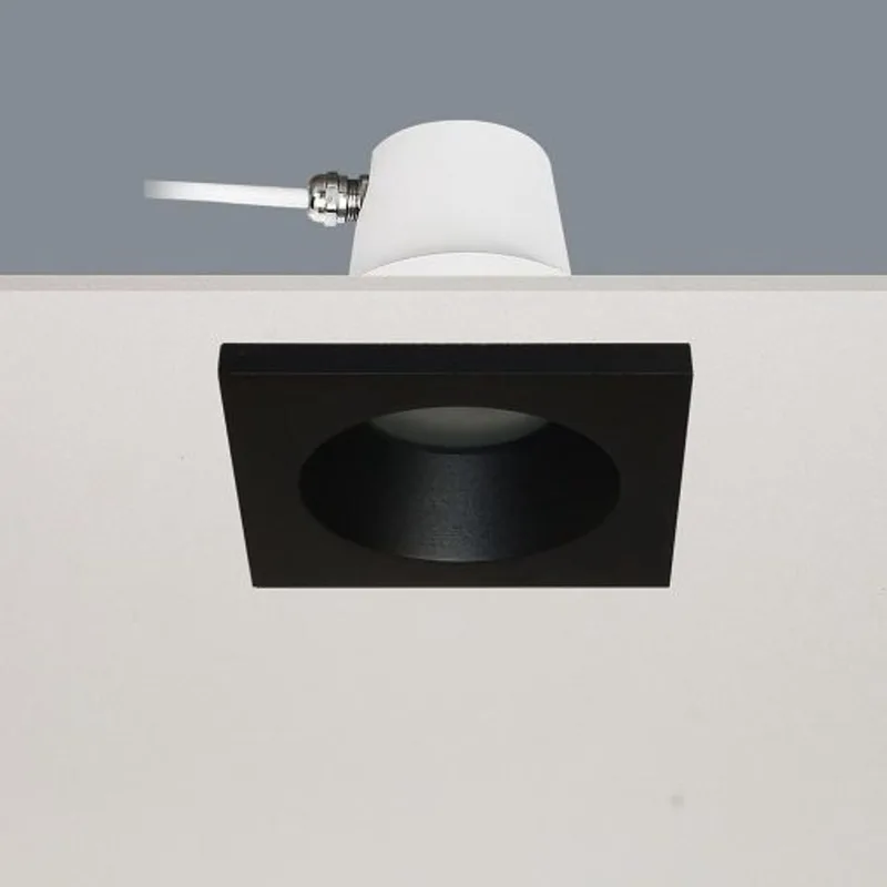 LED GU10 Inbouwspot IP65 - Vierkant BADOS 95MM - Matt 1-Lichts - Stralingshoek 36° - Zaagmaat 84MM de Artdelight en Noir – photo produit