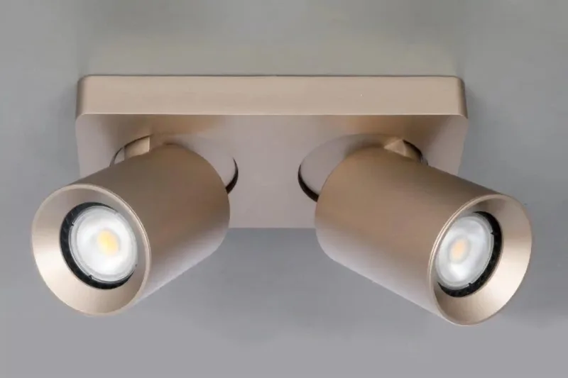 Moderne Opbouwspots GU10 Megano 2 Lichtpunten Rechthoek Metaal Slaapkamer Gang/Hal Keuken Dimbaar van Artdelight in Champagne – productfoto