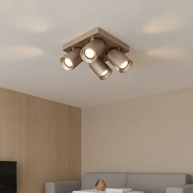 Moderne Opbouwspots GU10 Megano 4 Lichtpunten Vierkant Metaal Slaapkamer Gang/Hal Keuken Dimbaar fra Artdelight i Champagne – produktbillede