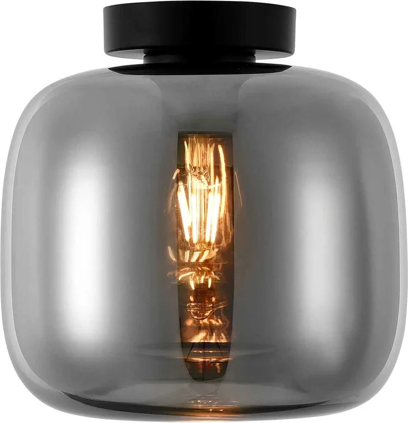 Plafondlamp Artdelight Preston - Ø 24 cm rook glas fra Artdelight i Sort – produktbillede