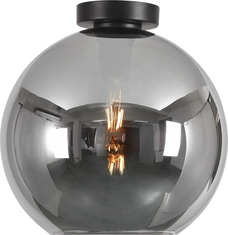 Plafondlamp Marino Zwart & Smoke Glas 30cm fra Artdelight i Chroom & Zwart – produktbillede