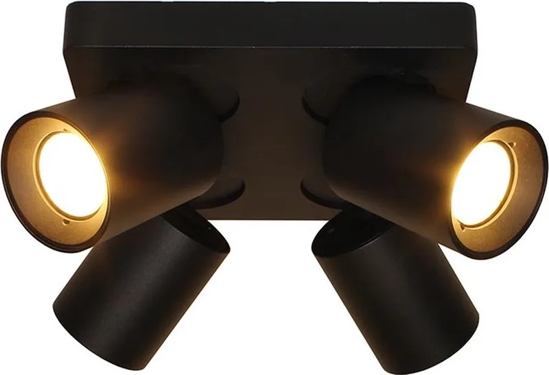 Spot Megano 4 lichts vierkant de Artdelight en Noir – photo produit