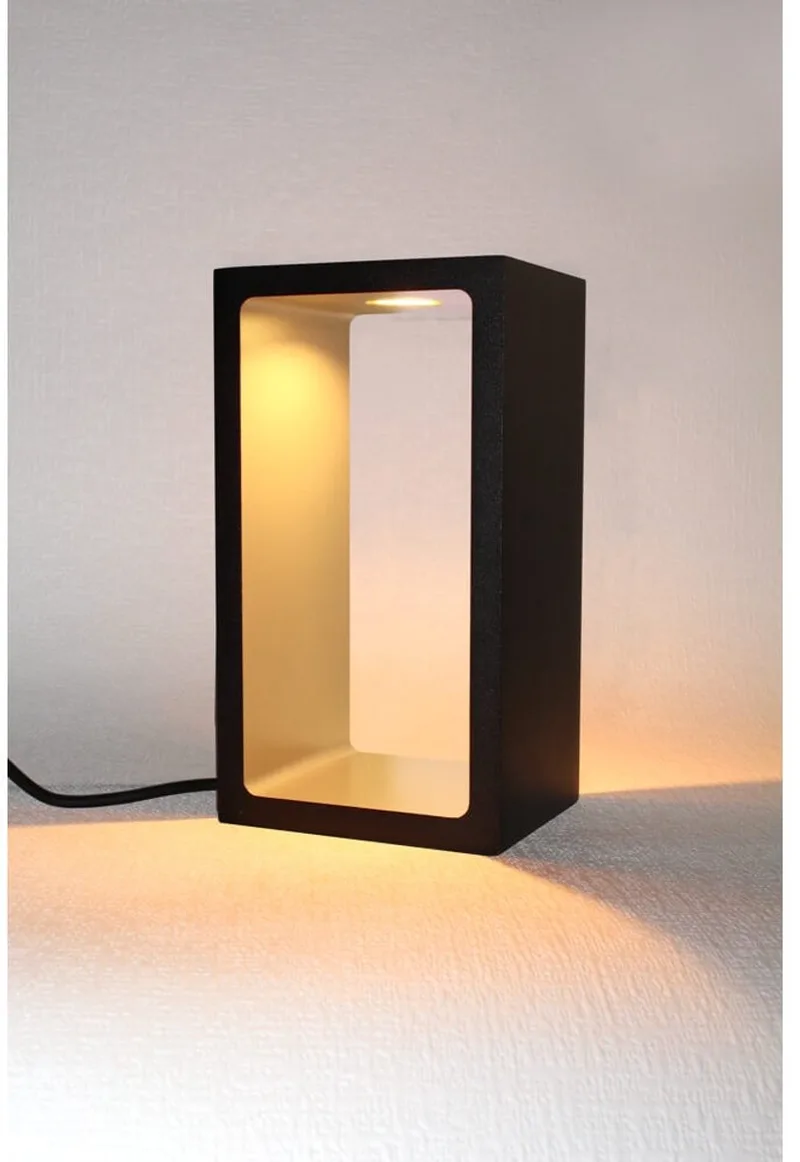 Tafellamp Corridor H 18 cm B 10 cm zwart-mat goud de Artdelight en Noir, Or – photo produit