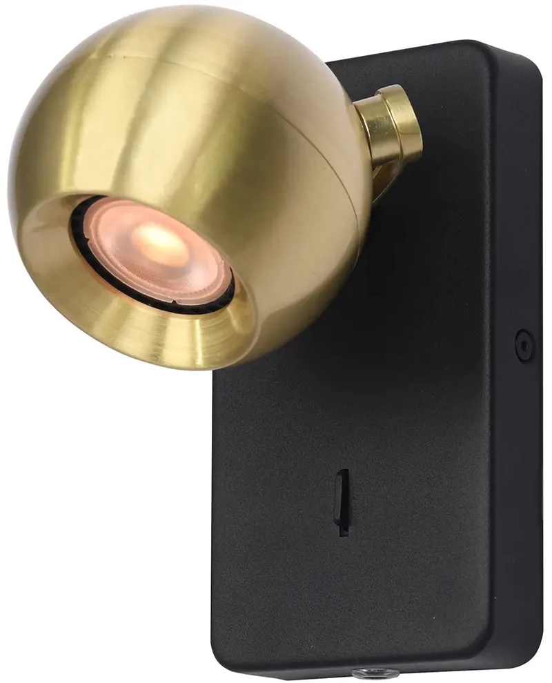 Wandlamp Bolero 1 lichts goud fra Artdelight i Sort – produktbillede