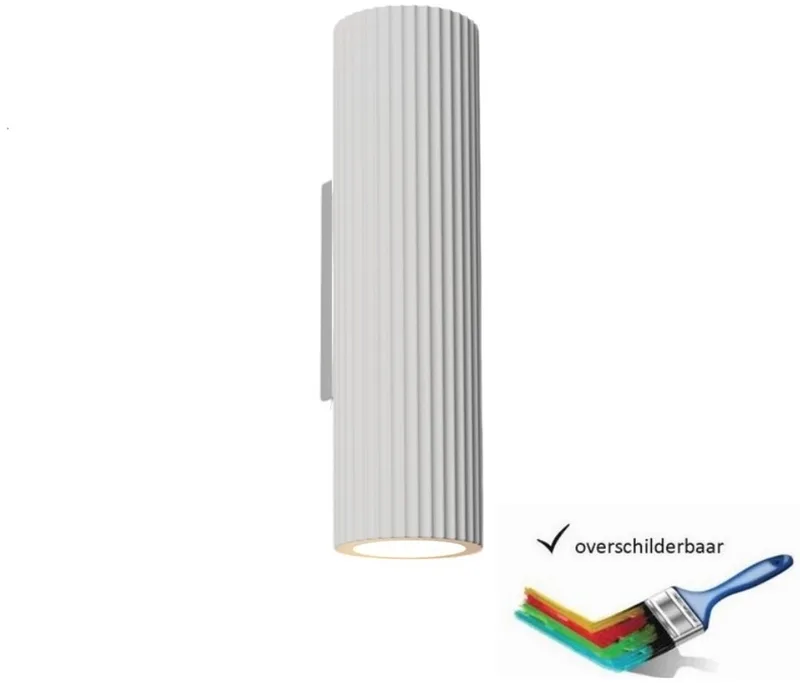 Wandlamp Brest ribbel H 25 cm gips fra Artdelight i Hvid – produktbillede