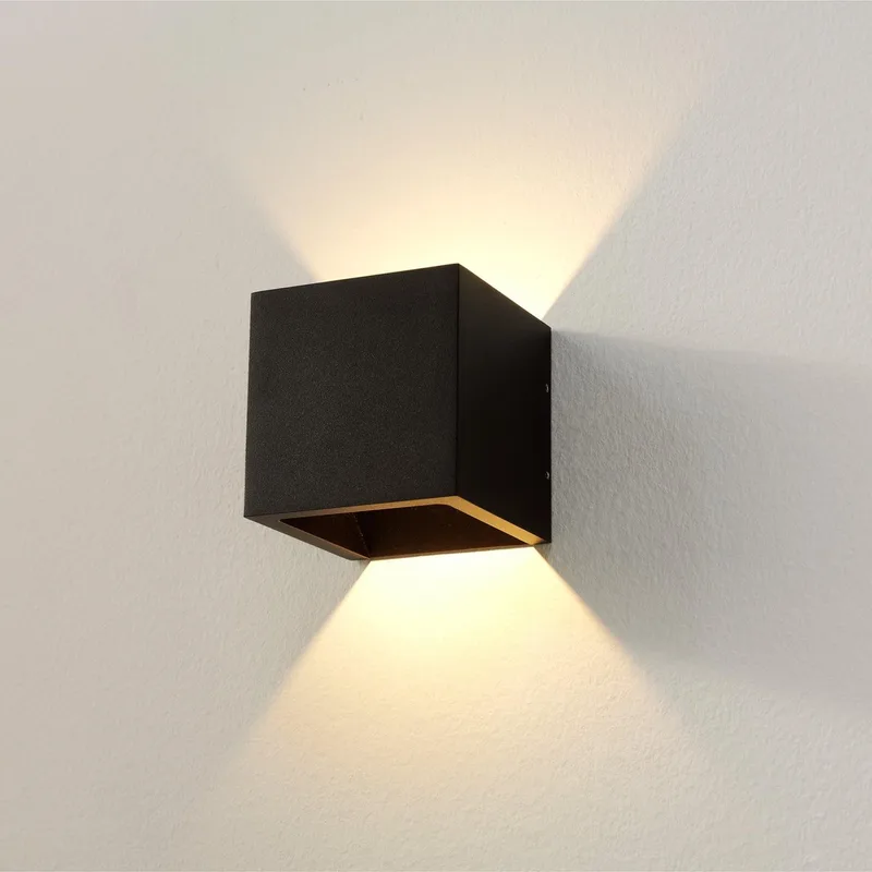 Wandlamp Cube - LED 6W 2700K - IP54 - Dimbaar de Artdelight en Noir – photo produit