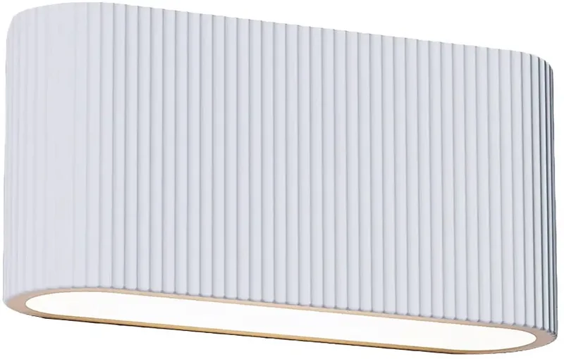 Wandlamp Lille ribbel L 25 cm gips fra Artdelight i Hvid – produktbillede