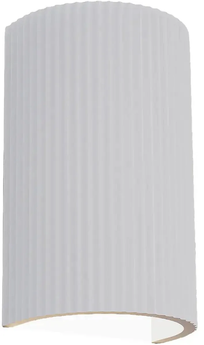 Wandlamp Nantes ribbel H 18 cm gips de Artdelight en Blanc – photo produit