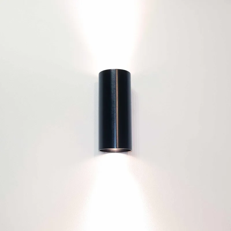 Wandlamp Roulo 2 lichts H 15,4 Ø 6,5 cm de Artdelight en Noir – photo produit
