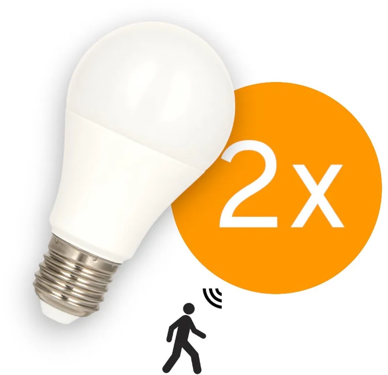 2 stuks | Bailey LED peer met bewegingssensor 9W 820lm 2700K Niet-Dimbaar | E27 | Warm Wit | 9 watt | 20.000 Branduren från Bailey – produktbild
