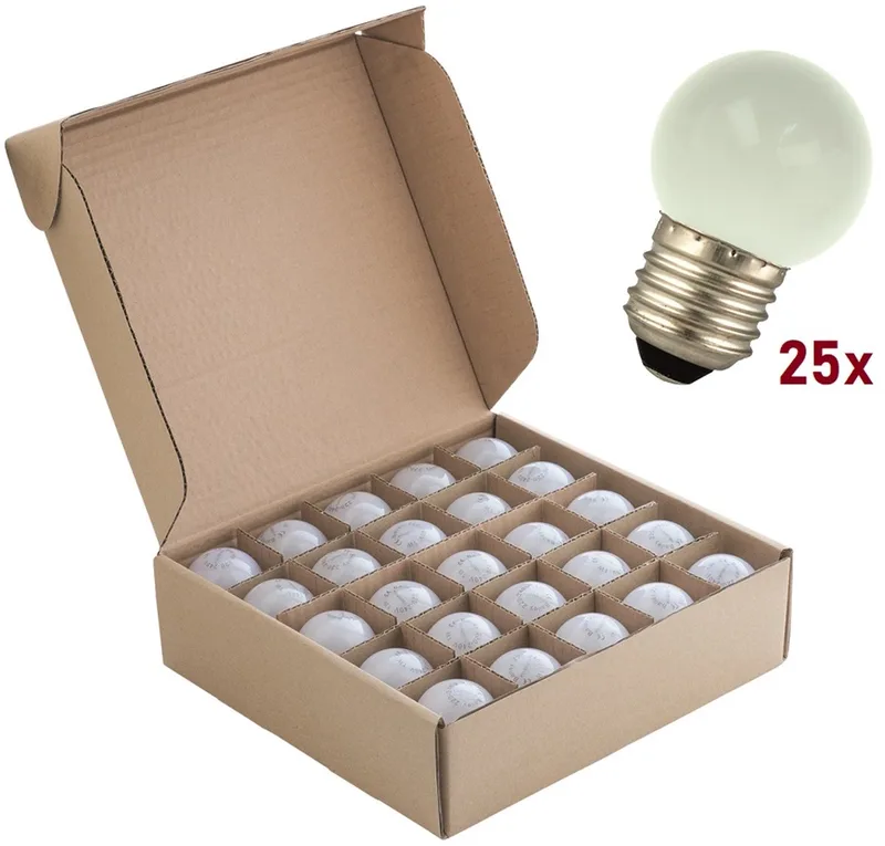25 stuks | Bailey 2 LED Kogellamp 1W 70lm 2800K Kunststof Niet-Dimbaar | E27 | Extra Warm Wit | 1 watt | 30.000 Branduren från Bailey – produktbild