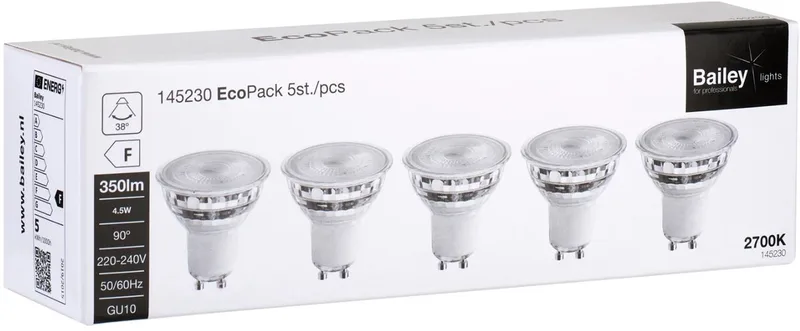 Bailey | 5x LED Spot | GU10 | 4.5W Dimbaar från Bailey – produktbild