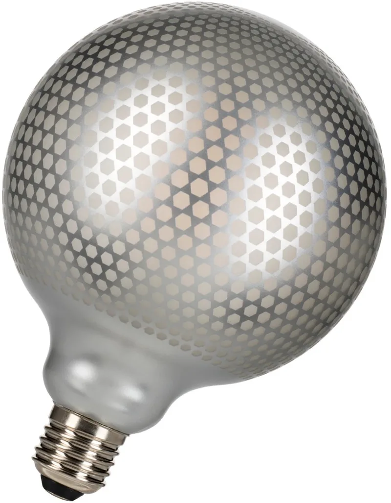 LED Orient Hexa Globelamp G125 4W 270lm 2700K Zilver Dimbaar Ø12.5cm | E27 | Extra Warm Wit | 4 watt | 15.000 Branduren de Bailey – photo produit