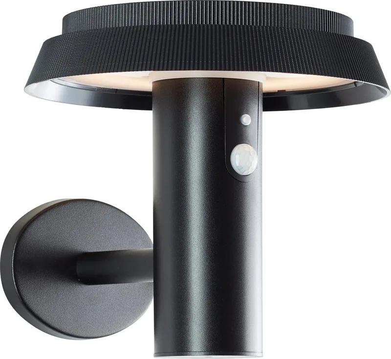 Alvero outdoor wall lamp, LED 4W, solar, 500 lm, 3000K, IP44 by Brilliant in Black – product photo