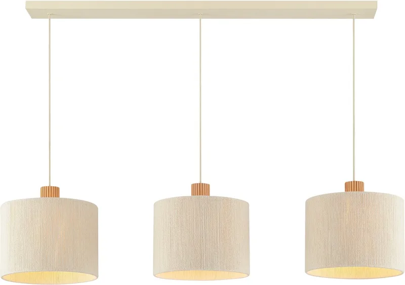 Arlo - Hanglamp - 3-lichts - E27 - Beige/Hout fra Brilliant i Beige – produktbillede