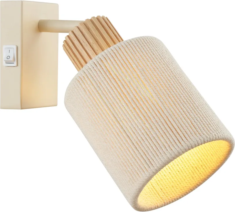 Arlo - Wandlamp - 1-lichts - E27 - Beige/Hout fra Brilliant i Beige – produktbillede