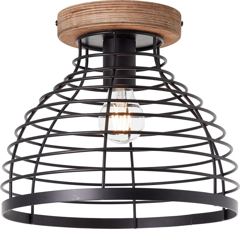 Avia - Plafondlamp - E27 max 1x40W - Zwart/Houtkleur van Brilliant in Zwart – productfoto