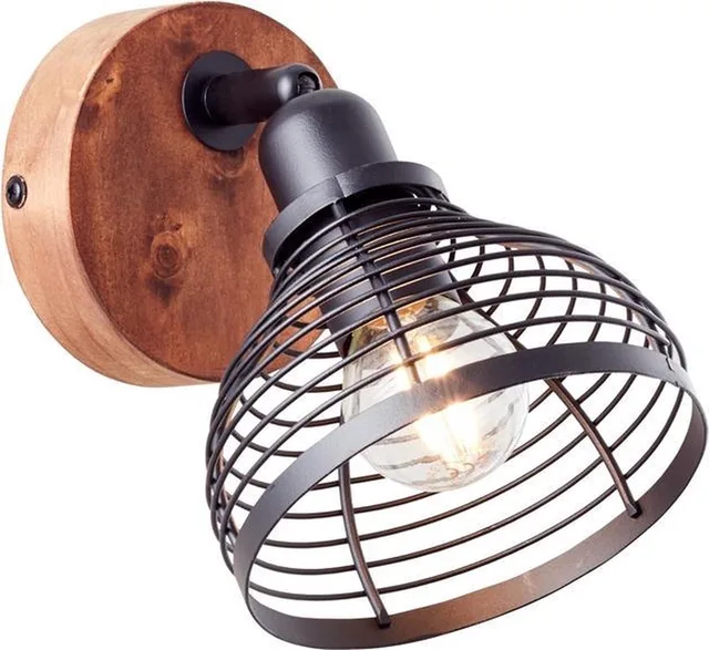 Avia - Plafondspot - E14 max 1x40W - Zwart/Hout