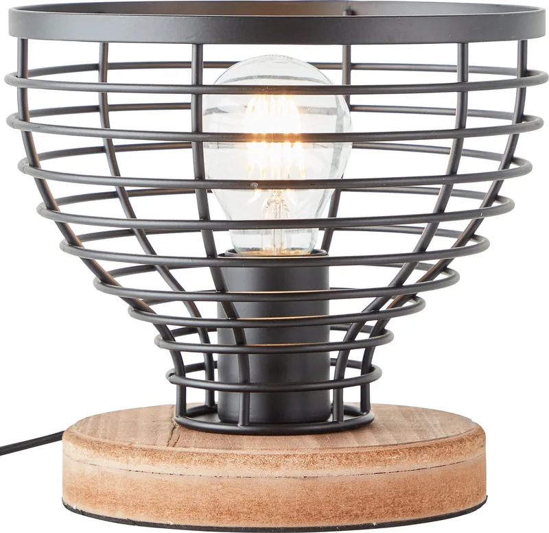 Avia - Tafellamp - E27 max 1x40W - Zwart/Houtkleur från Brilliant i Svart – produktbild